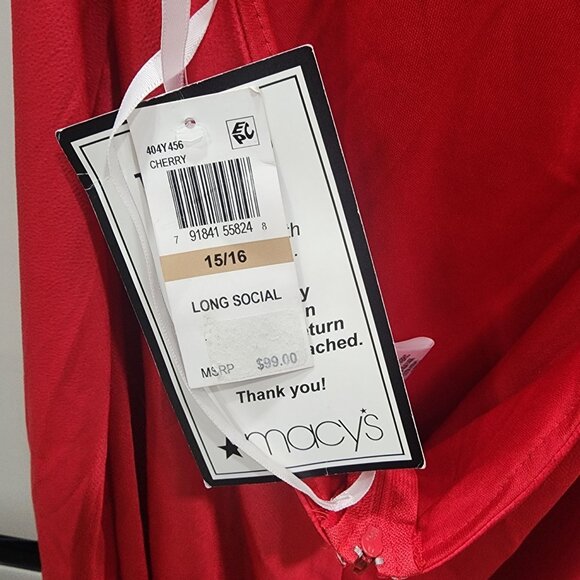 B. Darlin Cherry Red Long Social Gown With Spaghetti Straps Size 15/16 100% Poly - Picture 5 of 6